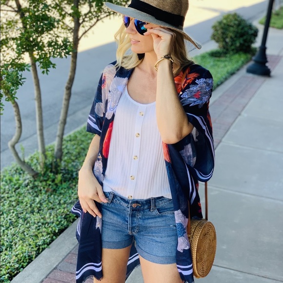 INFLUENCED BY FLORALS KIMONO-NAVY - Picture 5 of 6